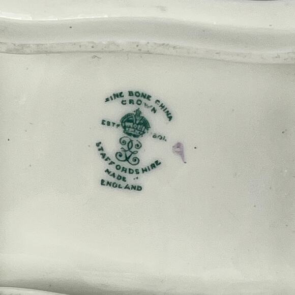 Crown Staffordshire England Floral Bone China Trinket Box Lid Flowers 1950s Mint - Picture 7 of 14